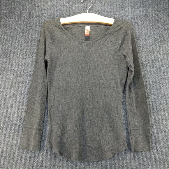 NOBO No Boundaries Womens Top Size M 7-9 Gray Long Sleeve Logo - Picture 2 of 11